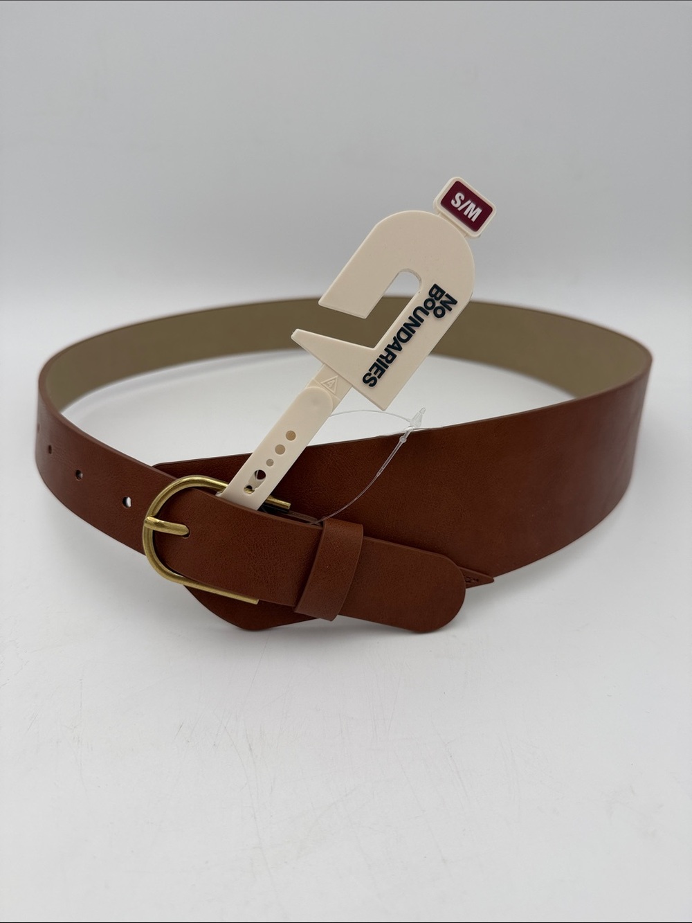 Classic Wide Brown Women’s Belt with Brass Buckle S/M
